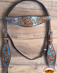 HILASON Western Horse Headstall Breast Collar Set Tack Genuine American Leather