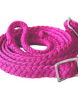 1" X 8Ft Hilason Braided Poly Barrel Horse Racing Reins Flat Grip Knots