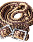 1" X 8Ft Hilason Braided Poly Barrel Horse Racing Reins Flat Grip Knots