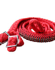 1" X 8Ft Hilason Braided Poly Horse Barrel Reins Flat Grip Knots Crystal