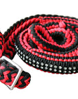 1" X 8Ft Hilason Braided Poly Horse Barrel Reins Flat Grip Knots Crystal