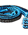 1" X 8Ft Hilason Braided Poly Horse Barrel Reins Flat Grip Knots Crystal