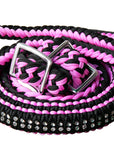 1" X 8Ft Hilason Braided Poly Horse Barrel Reins Flat Grip Knots Crystal