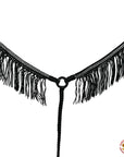 Black Horse Breast Collar Flat Braided Paracord Crystal Fringes Hilason