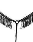 Black Horse Breast Collar Flat Braided Paracord Crystal Fringes Hilason