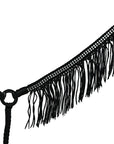 Black Horse Breast Collar Flat Braided Paracord Crystal Fringes Hilason