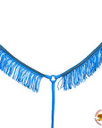 Black Horse Breast Collar Flat Braided Paracord Crystal Fringes Hilason