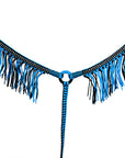 Black Horse Breast Collar Flat Braided Paracord Crystal Fringes Hilason