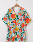 Jane Plus Size Floral V Neck Batwing Blouse