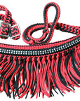 1" X 8Ft Hilason Braided Barrel Horse Racing Reins Knots Fringe Crystal