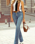 Colorblock Stripe Sleeveless Sweater Top