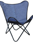 Hilason Genuine Fabric Denim Butterfly Chair Folding Lounge Modern Sling Accent Seat Blue