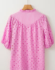 Arielle Embroidered Hollow-out Puff Sleeve Blouse