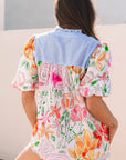 Cameron Floral Striped Yoke Blouse