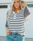 Annie Stripe Button Henley Top