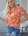 Margo Floral Split Neck Blouse