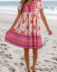 Boho Floral Short Sleeve Dress