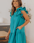 Azalea Tiered Ruffled Sleeves Mini Dress with Pockets