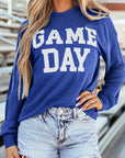 GAME DAY Textured Long Sleeve Crewneck Top