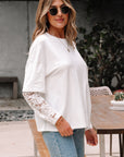 Hallie Lace Long Sleeve Insert Drop Shoulder Top
