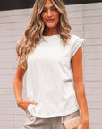 Ivy Lace Patchwork Cap Sleeve Round Neck Top