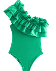 Darling Green Ruffle Bodysuit -clearance