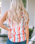 Elodie Striped V Neck Ruffle Straps Tank Top