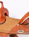 HILASON Treeless Horse Western Trail Barrel Racing American Leather Saddle
