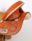 HILASON Treeless Horse Western Trail Barrel Racing American Leather Saddle