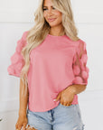 Aliza Applique Mesh Half Sleeve Blouse