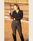 Sage Green Silicone Grip Breeches with Belt Loops