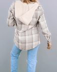 Plaid Removable Hood Buttoned Shacket