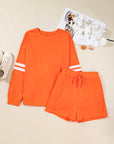 Plus Size Varsity Stripe Pullover and Shorts Set
