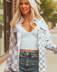 Rebecca Checkerboard Flap Pocket Button Front Shacket