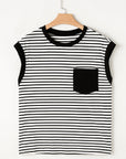 Marie Stripe Chest Pocket Tank Top