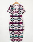 Western Aztec T-Shirt Maxi Dress