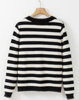 Stripe Buttoned Cardigan Sweater