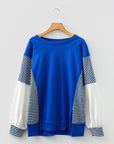 Stripe Patchwork Long Sleeve Colorblock Sweatshirt