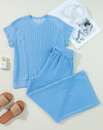 Leilany Corded Knit Short Sleeve Set