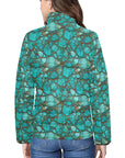 All Turquoise Women's Puffy Bomber Jacket