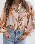 Floral Puff Sleeve Collared Shirt