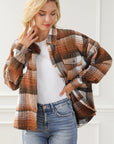 Plaid Flap Chest Pockets Shacket