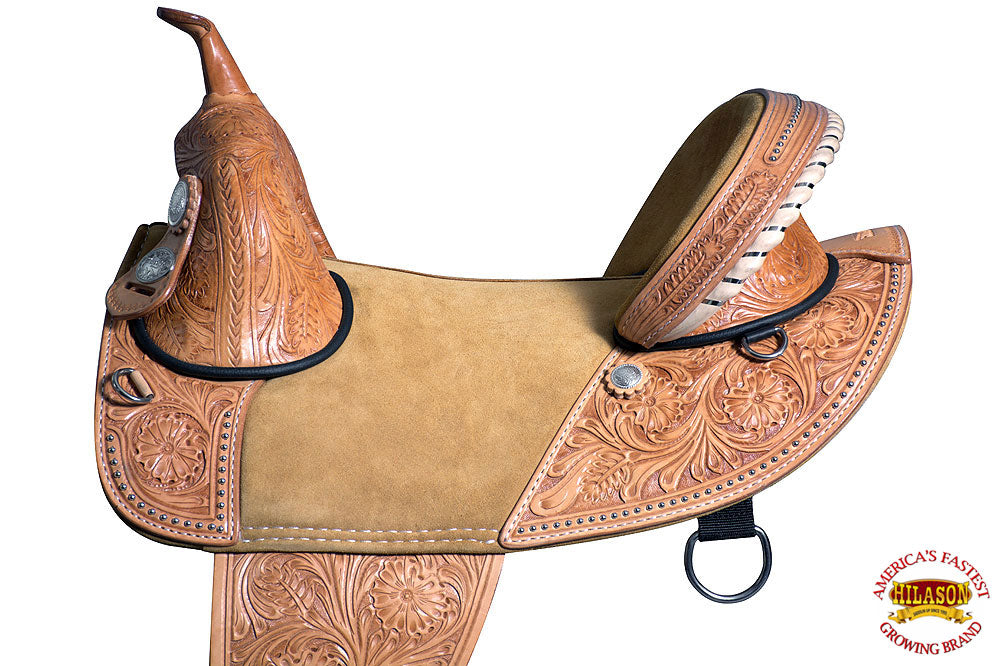 Western Classic Treeless Trail Barrel American Leather Saddle Hilason