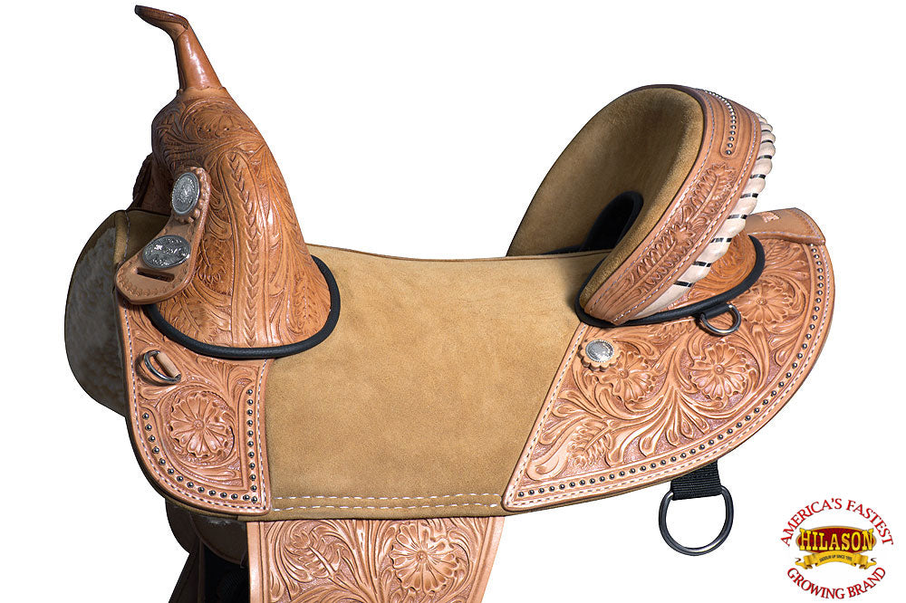Western Classic Treeless Trail Barrel American Leather Saddle Hilason