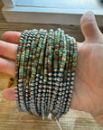Sterling Silver Pearl & Green Heishi Turquoise Necklace – 19"