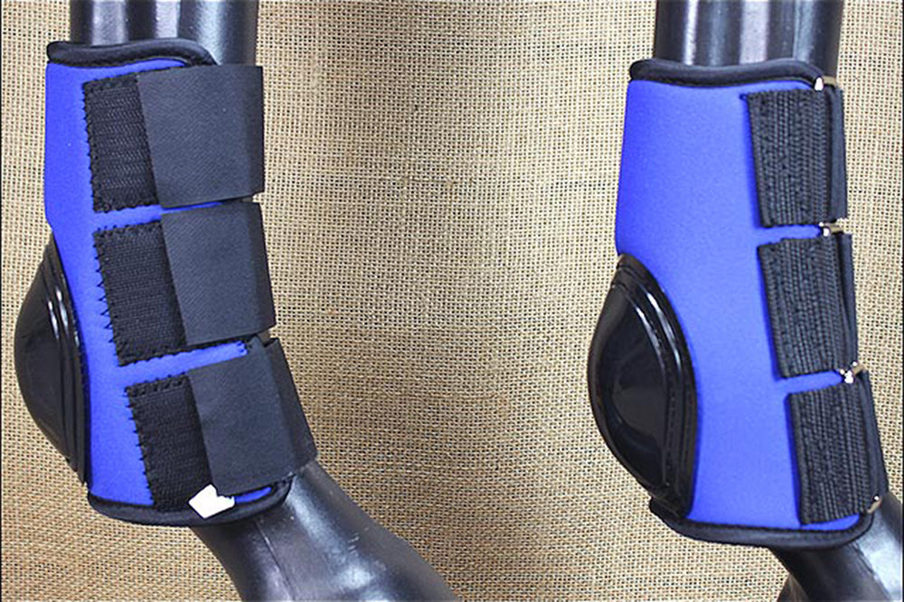 Hilason Western Horse Tack Leg Protection Deluxe Skid Boots - Blue