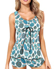 Turquoise Crazy Tankini Boy Shorts Swim Set