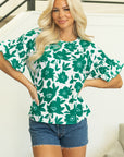 Mavis Floral Ruffled Short Sleeve Loose Blouse