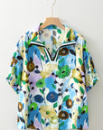 Adele Floral Slit V Neck Blouse