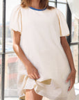 Stripe Contrast Seersucker T-Shirt Dress